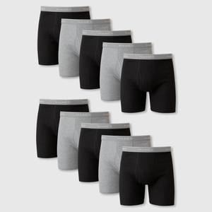 lot 8003 image: Hanes Mens Super Value Moisture-Wicking Cotton Boxer Briefs 10pk - BlackGray M Tagless, Breathable, Mid Rise