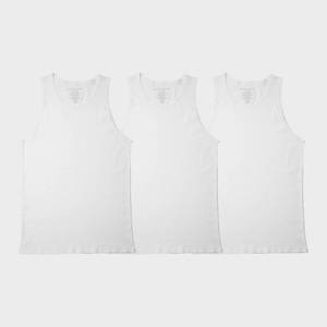 lot 8006 image: Pair of Thieves Mens 3pk SuperiAir Cotton Tank Top - White S Tagless, Crew Neck, Below Waist
