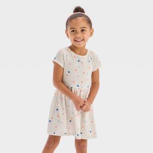 lot 8016 image: Toddler Girls Hearts Short Sleeve Dress - Cat & Jack�� Cream 18M