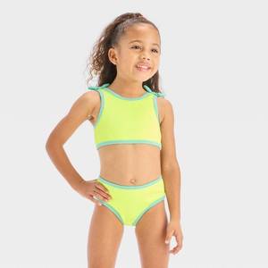 lot 8027 image: Toddler Girls Ribbed Value Bikini Set - Cat & Jack�� Yellow 5T