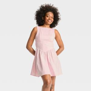 lot 8040 image: Womens Bow Back Mini A-Line Dress - Wild Fable�� Pink Floral M