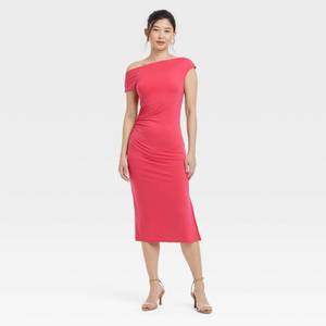 lot 8044 image: Womens Knit Midi Dress - A New Day�� Pink XL Sleeveless A-Line, Scoop Back, Midweight Pullover, 45 Length