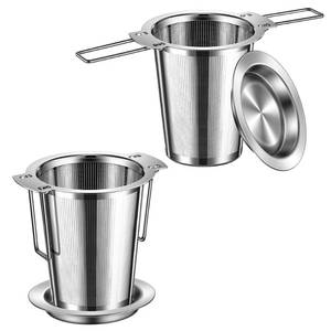lot 8056 image: 2Pack Long-Handled Tea Strainer, BOMANSI BOMS Stainless Steel Tea Infuser Basket Sitting in Mugs, Tea Infusers for Loose Tea, Fine Mesh Tea Diffuser Tea Strainers Filters, Tea Steeper for Leaf