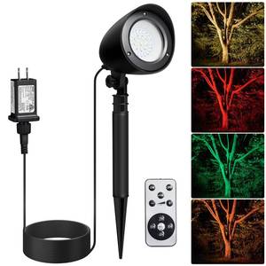 lot 8065 image: SURAIELEC Christmas Spotlight Outdoor, Remote Control LED Spot Lights with Timer, Plug in Spotlight for Yard, Trees, Garden Decor, Red Yellow Green Warm Glow, Waterproof, 10FT Extension Cord