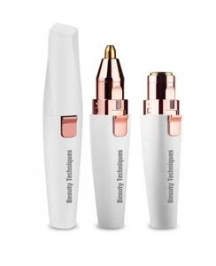 lot 8067 image: Beauty Techniques Finishing Touch Flawless Womens Painless Hair Remover, Rechargeable,WhiteRose Gold Eyebrow & Facial Trimmer 2 in1 Rechargeable
