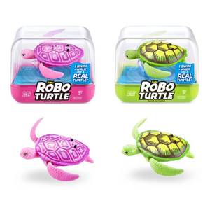 lot 8073 image: Robo Alive Robo Turtle Robotic Swimming Turtle (Green  Pink) by ZURU Water Activated, Comes with Batteries, Exclusive (2 Pack)