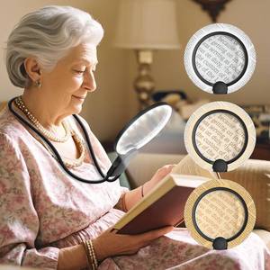 lot 8093 image: Hands Free Magnifying Glass with Light for Close Work, 5.5 Inch 5X Lighted Magnifying Glass, Neck Wear Magnifier for Reading Books, Sewing, Cross Stitch, Low Vision Seniors with Aging Eyes