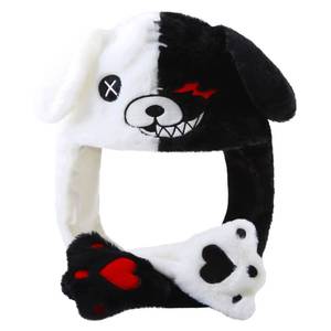 lot 8104 image: Loiahoer Anime Black White Bear Hat Moving Ears,Pressing the Bear Jumping Hat Cap Paws Will Make the Ears Move,Funny Novelty Gift Womens Girls
