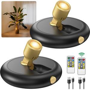 lot 8108 image: Ler0ktr Rechargeable Battery LED Spotlight Indoor Wireless Mini Art Accent Spot Lights with Timer Remote - Small Dimmable Uplight for Plants Display Painting Dartboard Artwork Portrait Closet