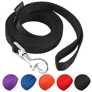 lot 8112 image: AMAGOOD 6 FT PuppyDog Leashes, Strong Traditional Style Leash with Easy to Use Collar Hook,Dog Lead Great for Small and Medium and Large (Black,58 x 6 Feet)