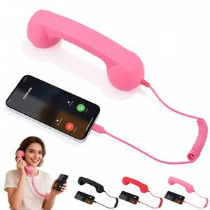 lot 8116 image: Retro Phone Handset,2026 New Retro Style Type-C Phone Handset,Type-C Retro Telephone Wired Handsets Style Landline Handle Receiver for Cell Mobile Video Conferences,Calls,Meetings (Pink)