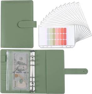 lot 8122 image: LXWHYP Money Saving Binder, Savings Challenges Book with for Cash Envelopes, 12pcs Zipper Envelopes A6 Budget Binder, Budget Planner for Managing Budgets and Saving Money -(Green-7.4IN)