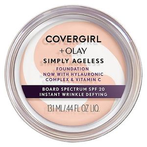 lot 8132 image: COVERGIRL  Olay Simply Ageless Wrinkle Defying Foundation Compact - 205 Ivory - 0.4oz