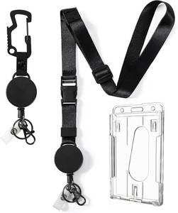 lot 8146 image: DELSWIN Heavy Duty Retractable Lanyard - Breakaway Lanyards for ID Badges Keys, Retractable Keychain with Upgraded Carabiner, Key Ring, and 2-Card Thumb-Slot Badge Holder, 8 oz Retraction