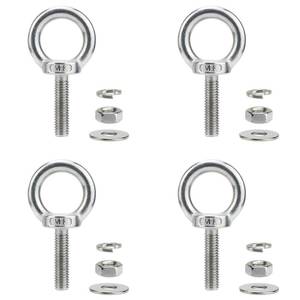 lot 8148 image: QWETRY M8 Stainless Steel Eye Bolts with Nuts Washer 4 Pack, M8 x 30mm (M6 M10 Available) Shoulder Lifting Eye Bolt for Swing Truck, Heavy Duty Threaded Eyebolt for Tie Down Outdoor (516 x 1.2 inch)