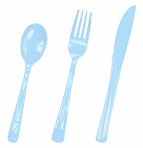 lot 8151 image: HEIPINIUYE 75 Pack Light Blue Plastic Cutlery Heavy Duty Baby Blue Plastic Knives Forks and Spoons Disposable Silverware Set for 25 Guest Camping Birthday Baby Shower Party Cutlery Set
