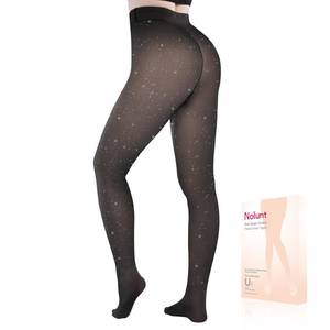 lot 8154 image: NOLUNT Black Fleece Lined Tights Women,Fake Translucent Warm Sparkle Pantyhose Leggings Fleece Lined Thermal Tights for Women in Winter. (Black Little Sparkle-MM)