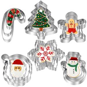 lot 8177 image: Christmas Cookie Cutters - 18 Pcs Holiday Cookie Cutter Set - Santa Face, Christmas Tree, Snowflake, Gingerbread Men, Snowman and Candy Cane Shapes Cookie Molds for Winter Holiday DIY Baking