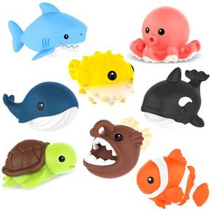 lot 8187 image: 8 PCS Ocean Animal Bath Toys Mold Free Infant Bath Tub Toys for 12 Months - No Hole Bathtub Toys for Toddlers 1-3 Water Pool Toys for Baby Toddler Ages 1