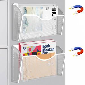 lot 13618 image: 2 Pockets Magnetic File Holder for File Cabinets, Folder Holder Organizer- No Drilling Paper Document Holder, Large Capacity Office Hanging Magazine Rack for Refrigerator, Whiteboard, Office, Kitchen