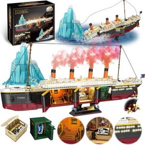 lot 13619 image: Zylvoxia Titanic Building Set, 2288 Pcs Titanic Big Ship Model Block Set with Glacier and Glowing Light Strip, Giant Ship Building Model Set for Adults and Kids