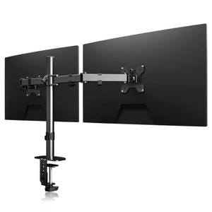 lot 13620 image: Suptek Dual Monitor Desk Mount, Adjustable Dual Monitor Arm for 2 Computer Screens up to 27 inch, Dual Gas Spring Monitor Arm, Holds up to 22 lbs Each, VESA 75x75100x100 mm, Black (MD9442)