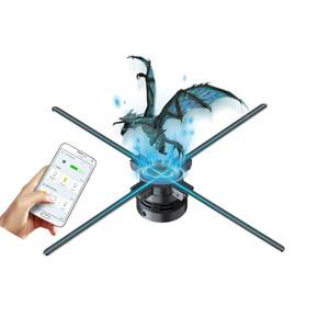 lot 13623 image: Missyou 3DHologramFan Display Projector,22�� Christmas tree with Bluetooth, Versatile Picture Fan Spinner for Shops, Bars, Casinos - Holographic Fan Projector with Halloween Video