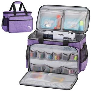 lot 13626 image: Golkcurx Sewing Machine Case with Removable Padding Pad, Tote Bag for Sewing Machine with Shoulder Strap for Most Standard Singer, Brother, Janome, Purple