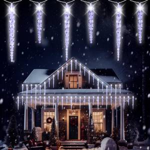 lot 13649 image: (New) Outdoor Icicle Lights, 16.2Ft 40 LED Twinkling Icicle String Lights, Connectable 40 Tubes Chrisitmas Lights, Waterproof Hanging Christmas Ornament Plug in for Wedding, New Year, Home Decor