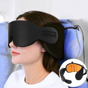 lot 14353 image: SARISUN Travel Pillows for Airplanes, Airplane Pillow for Long Flight, Airplane Head Strap with Eye Mask for Sleep, Travel Neck Pillow for Car Road Trip, 360° Support Headrest, Stop Bobblehead, Yellow