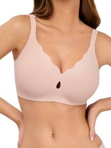 lot 14369 image: LUCKMEEY Bras for Women No Underwire Wave Push Up Wireless Bra Seamless Bras Full Coverage Bralettes Lift Everyday Bra Skin Large