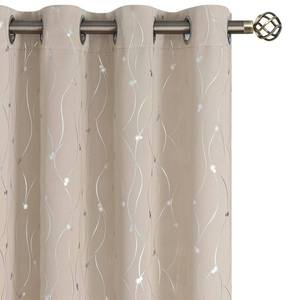 lot 14399 image: BGment Blackout Curtains 90 Inch Length 2 Panels Set, Grommet Thermal Insulated Blackout Curtains with Wave Line and Dots Printed for Bedroom,Camel, 2 Panels, Each Panel 52 x 90 Inch