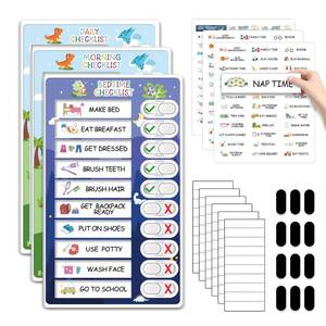 lot 14409 image: 3 in 1 BedtimeMorningDaily Routine Chart for Kids, Magnetic Chore Chart for Kids with Cute Chore Stickers, Visual Schedule for Kids with Autism, Cute to Do List Checklist for Kids