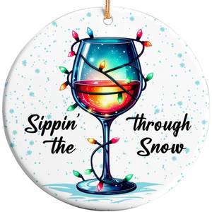 lot 14416 image: Rigufu 2025 Christmas Ornament �� Sippin�� Through The Snow Wine Ornament �� Funny Holiday Drink Lover Decoration, Christmas Tree Ornament Gift for Drinkers