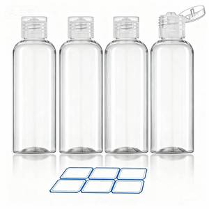 lot 18083 image: DTDNZKN 4 Pack 3.4 Oz (100ml) TSA Approved Travel Bottles for Toiletries, Leak Proof Plastic Travel Essentials Accessories with Labels