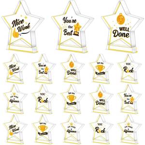 lot 18093 image: Treela 18 Pcs Employee Appreciation Awards Gifts Bulk Small Acrylic Trophies Mini Thank You Plaque Gifts for Recognition Adults Students Classroom Office Graduation Decorations(Star,Gold)
