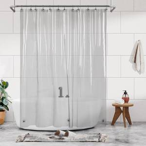 lot 18103 image: Barossa Design Shower Curtain Liner - Clear Black Premium PEVA Shower Liner with 3 Magnets and Metal Grommets, Waterproof Lightweight Standard Size Curtains for Bathroom - Translucent Black