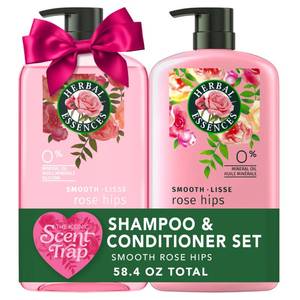 lot 18110 image: Herbal Essences Shampoo & Conditioner Set, Smooth Collection, Paraben-Free, Color-Safe, with Rose Hips & Vitamin E, 29.2 Fl Oz Each, 2-Pack