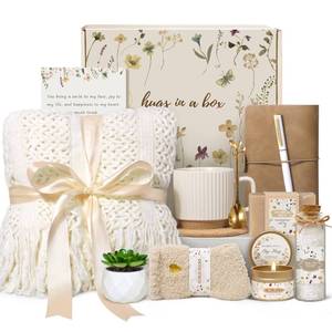 lot 19501 image: Lepiche Birthday Gifts for Women, Get Well Soon Self Care Package Box, Sending Hug Baskets Thinking of You Inspirational Gift for New Mom Best Friend Birthday (Ivory)