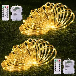 lot 19505 image: JMEXSUSS 2 Pack Christmas Lights Battery Operated Rope Lights Warm White - Outdoor Waterproof, 200LED 66ft 8 Modes Battery Powered String Light with Remote for Tree Garden Christmas Decorations