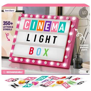 lot 19511 image: Dan&Darci Cinema Light Box for Girls - Gifts for 8 9 10 11 12 Years - Gifts for 10 Year Old Girl - Pink Christmas Decor for Teen Girls Bedroom - Preteen Room, Tween, Girl Trendy Stuff Birthday Gift