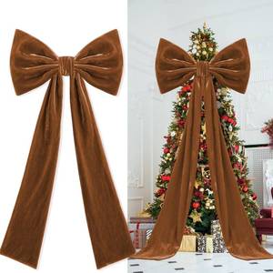 lot 19525 image: Suncalla 2pcs Extra Large Christmas Tree Topper Bows, 49 x 19 inches Tree Toppers Bows Christmas Decorations Wreath for Home Wedding Party Holiday Decor Supplies(Brown,Velet)