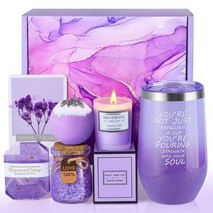 lot 19533 image: Gifts for Women - Christmas,Valentines Day,Birthday,Thanksgiving Day,Mothers Day Gifts - Unique Lavender Spa Basket Set Gift for Mom,Wife,Aunt,Daughter,Sister,Girlfriend,Her