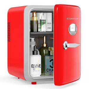 lot 19535 image: CUTIEWORLD Skincare Fridge - 4L Mini Fridge for Bedroom, Office and Car, for Refrigerating Makeup, Skincare and Food, Cooler and Warmer, Beverage Cooler, Red