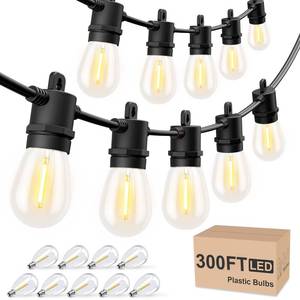 lot 19552 image: Svater Outdoor String Lights 300 FT, Patio Lights for Outside with Shatterproof Bulbs, Waterproof IP65 Commercial Hanging Light for Backyard Porch Balcony Bistro Party, 2700K