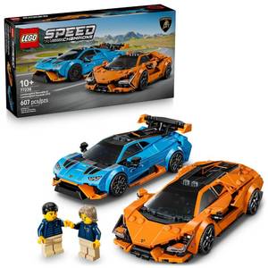 lot 19556 image: LEGO Speed Champions Lamborghini Revuelto & Hurac�n STO Car Toys - Building Toy for Pretend Play for Boys & Girls, Ages 10 - Model Car Kit Display - Gift Idea for Kids - 77238