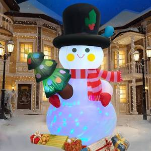 lot 19558 image: SRKLH 8 FT Christmas Inflatables Snowman Yard Decoration, Blow Up Snowman with Christmas Tree Outdoor Decoration with Rotating LED Lights for Holiday Party Garden Lawn Decor, Xmas New Year Kids Gifts