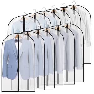 lot 19568 image: 12 Pack 40 Garment Bags Clothes Covers Protecting Dusts for Hanging Clothes, Suit Bags with Zipper Suit Bags Clear Garment Bag for Travel, Closet Storage, Coat, Dress, Shirts