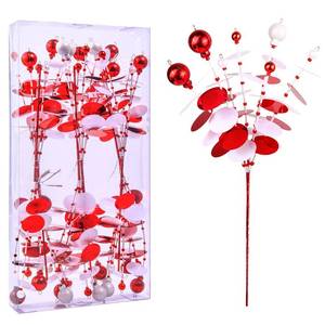lot 19573 image: ZHANYIGY 6PC Set 12 H Red White Christmas Ornaments Sequins Ball Pick, Christmas Tree Decorations Christmas Tree Topper Star Home Office Perfect Party Decorations Gifts