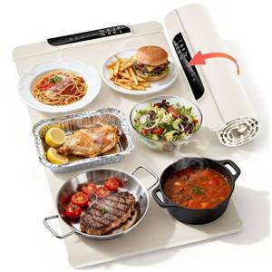 lot 19580 image: Food Warming Mat, 10s Fast Heating with 5 Modes & 10 Temp Settings, 0.5-10H Timer, Foldable & Easy-Clean Food Grade Silicone Mat for Desk, Table, Home Kitchen (White, 26  15 inch)